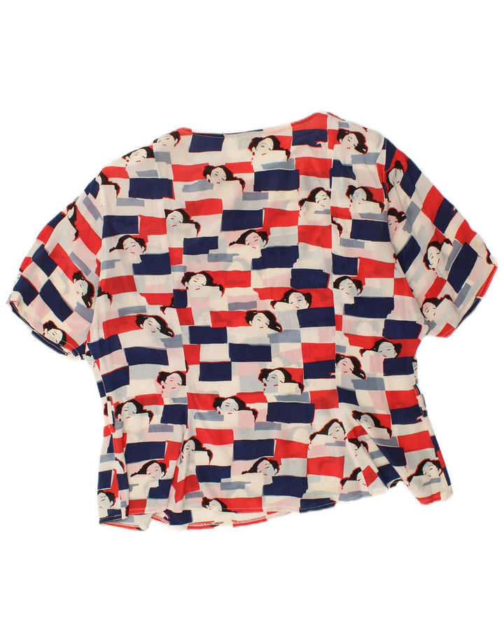 VINTAGE Womens Graphic Blouse Top UK 18 XL Multicoloured Acetate