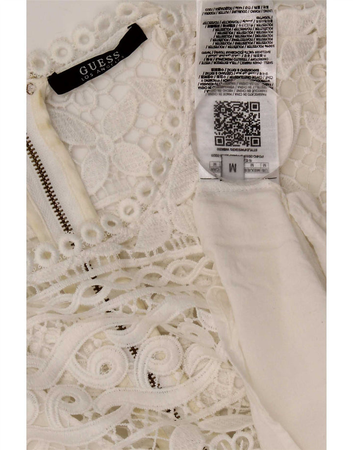 Guess Womens Sleeveless Lace Tiered Dress UK 12 Medium White Polyester
