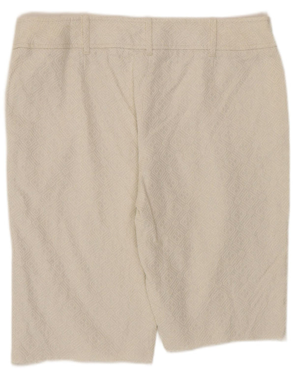 Oasis Womens Bermuda Shorts UK 14 Medium W32 White Geometric Cotton