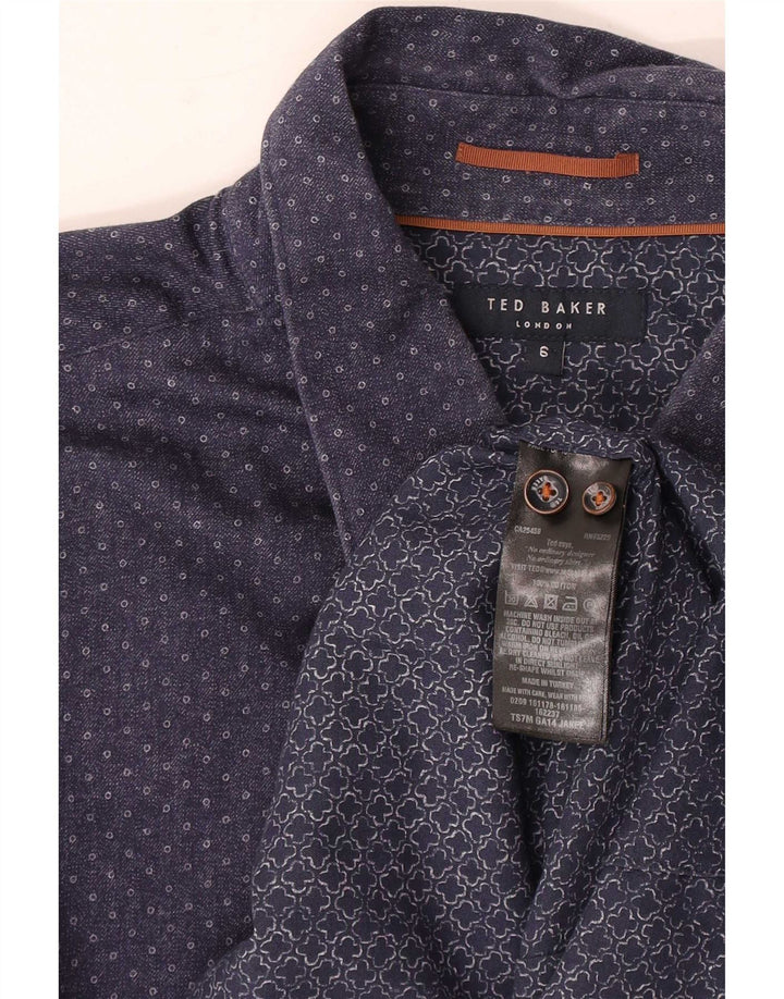 Ted Baker Mens Shirt Size 6 2XL Navy Blue Spotted Cotton