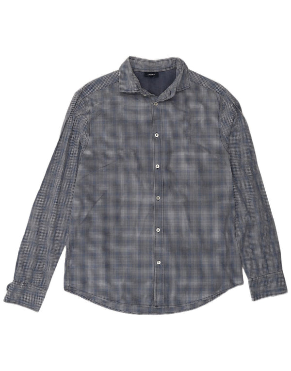 Armani Jeans Mens Shirt XL Navy Blue Gingham