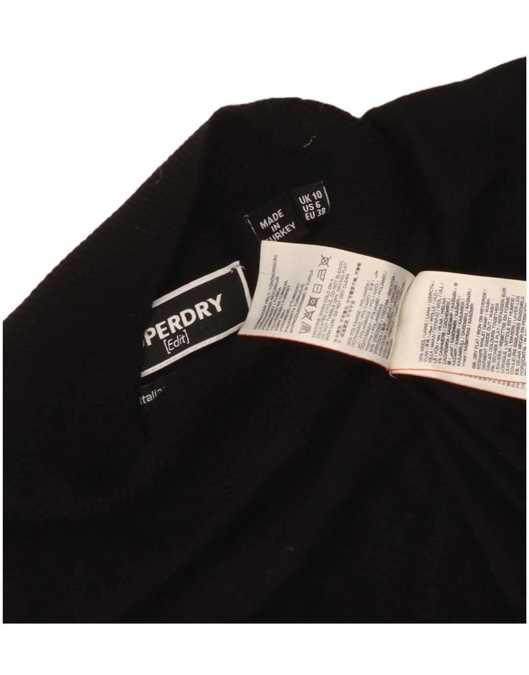 Superdry Womens Oversized Turtle Neck Jumper Sweater UK 10 Small Black