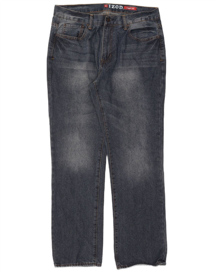 Izod Mens Straight Jeans W36 L32 Blue Cotton