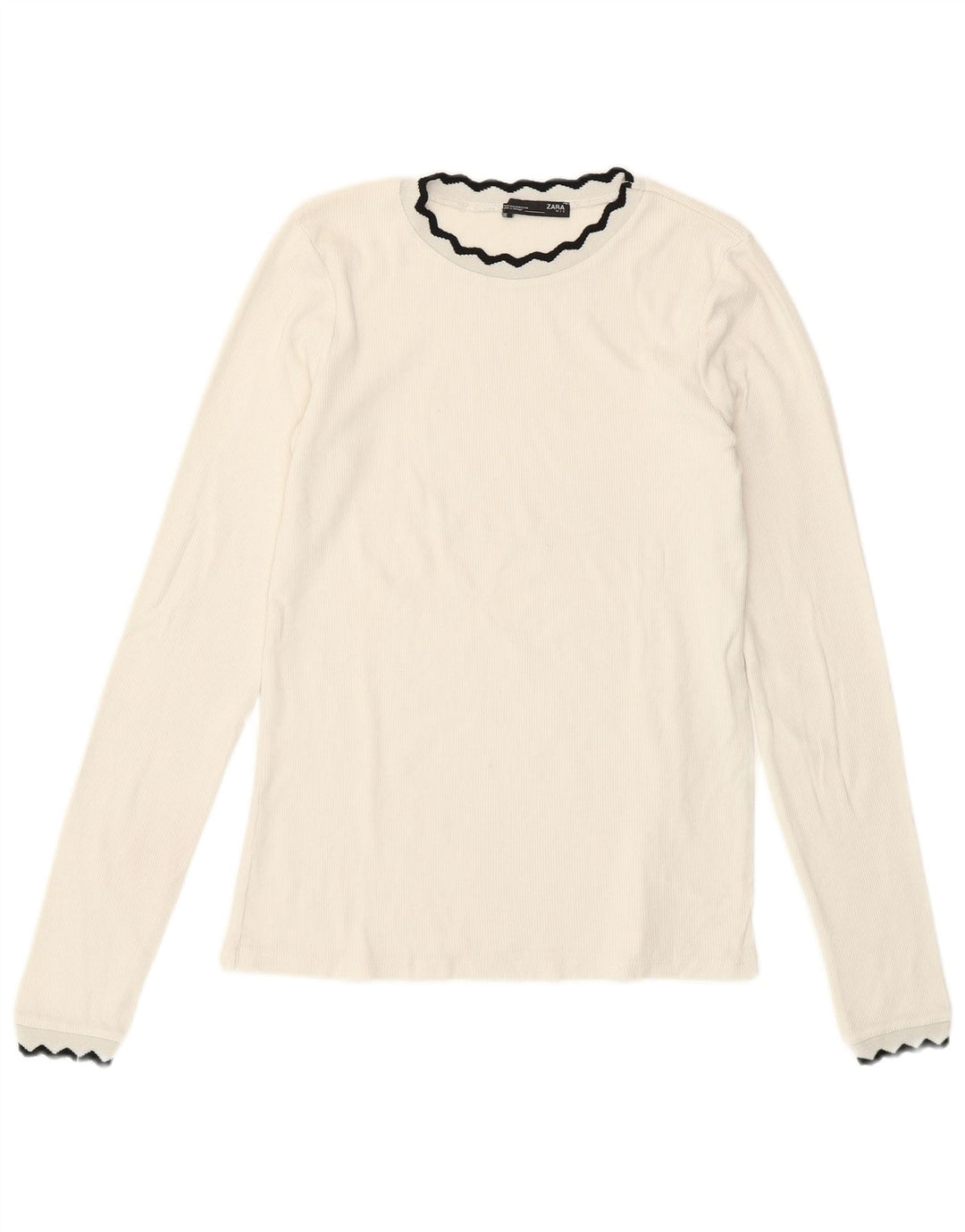 Zara Womens Crop Top Long Sleeve UK 12 Medium White