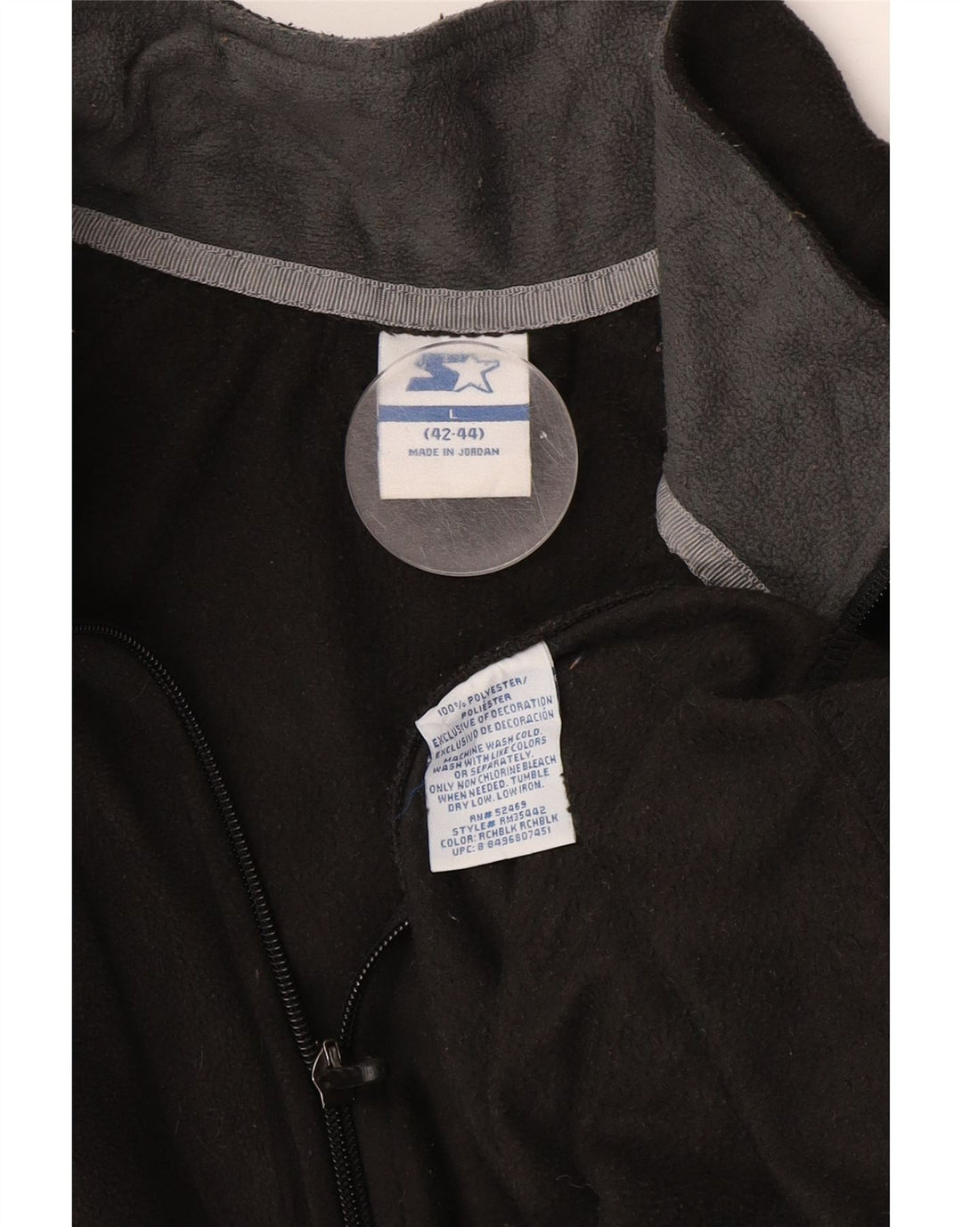 Starter Mens Fleece Jacket UK 40 Large Black Polyester