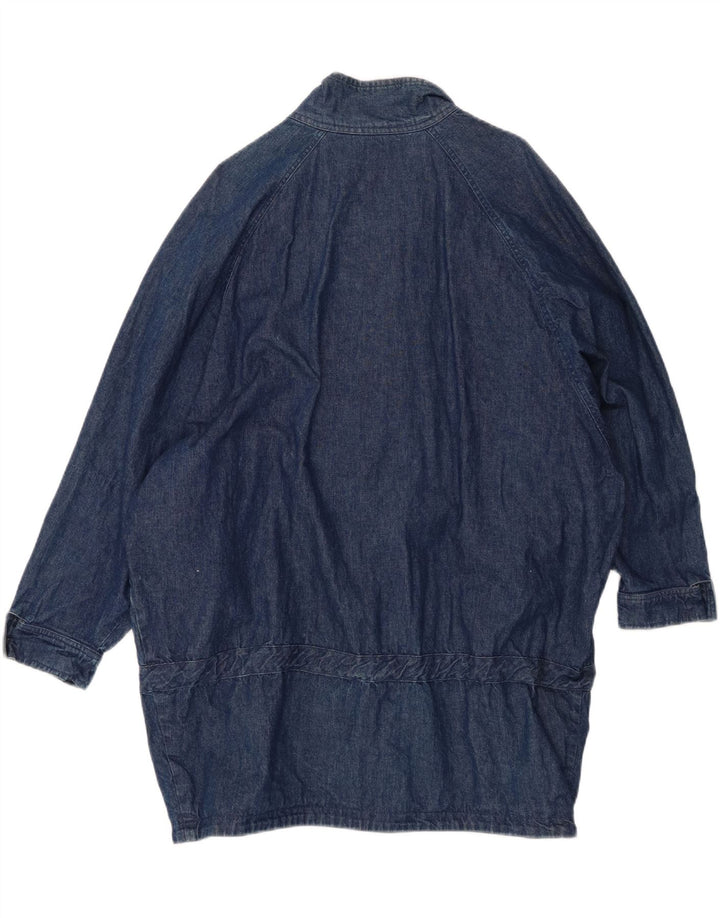 Vintage Womens Oversized Denim Coat EU 42 Large Blue Cotton