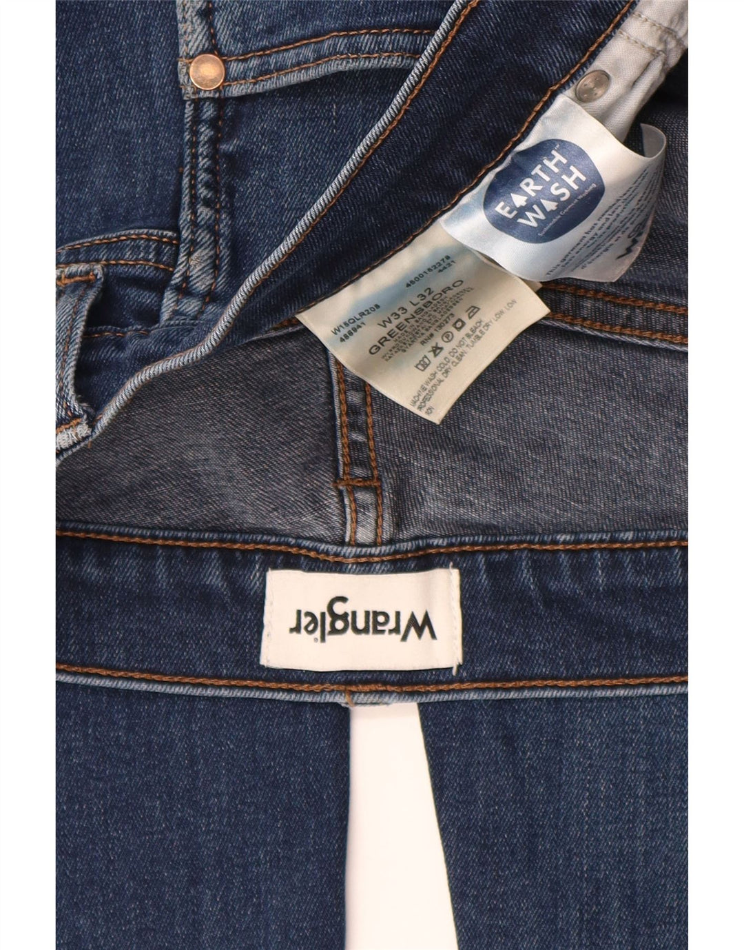 WRANGLER Mens Greensboro Straight Jeans W33 L32 Blue Cotton