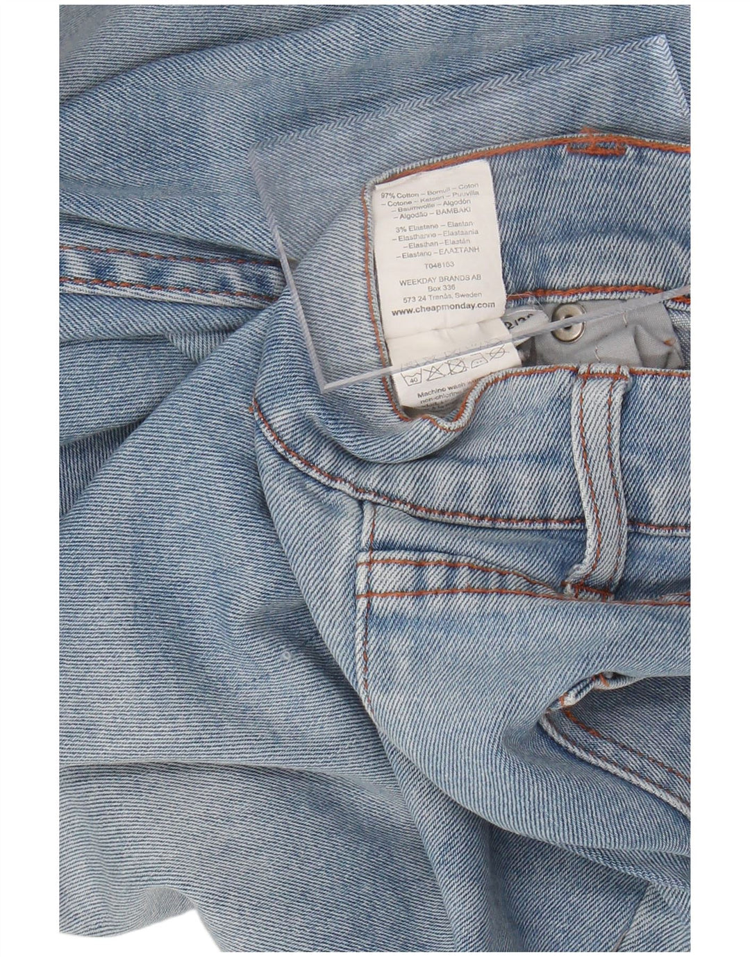 CHEAP MONDAY Mens Distressed Slim Jeans W32 L28 Blue Cotton