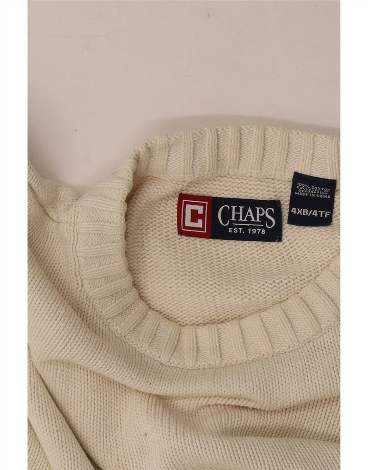 Chaps Mens Crew Neck Jumper Sweater 4XL Beige Cotton