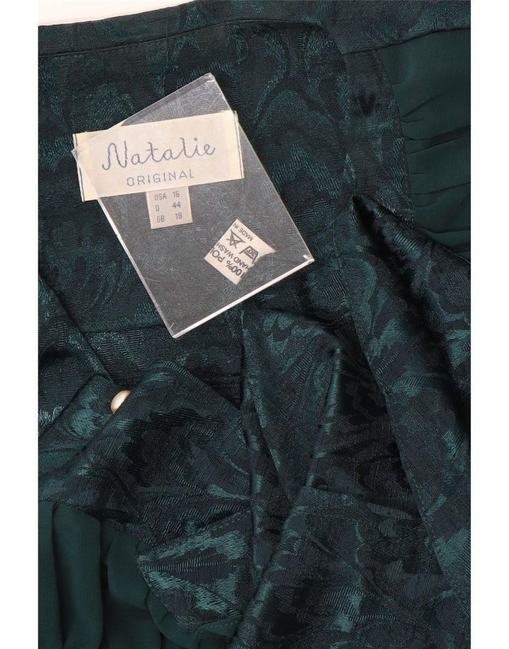 VINTAGE Womens Shirt Blouse UK 18 XL Green Floral Polyester