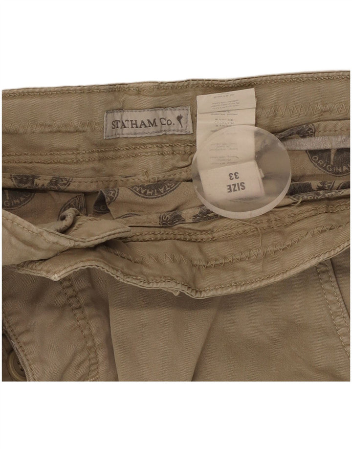 Vintage Mens Cargo Shorts W33 Medium  Beige Cotton