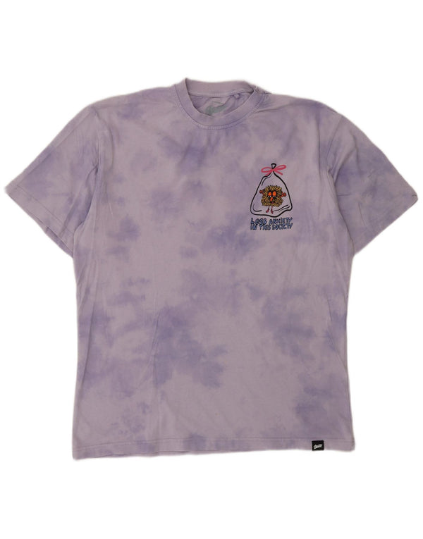 Pull & Bear Mens Graphic T-Shirt Top Medium Purple Tie Dye