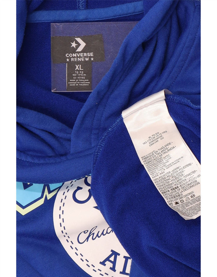 CONVERSE Boys Graphic Hoodie Jumper 13-14 Years XL Blue Polyester