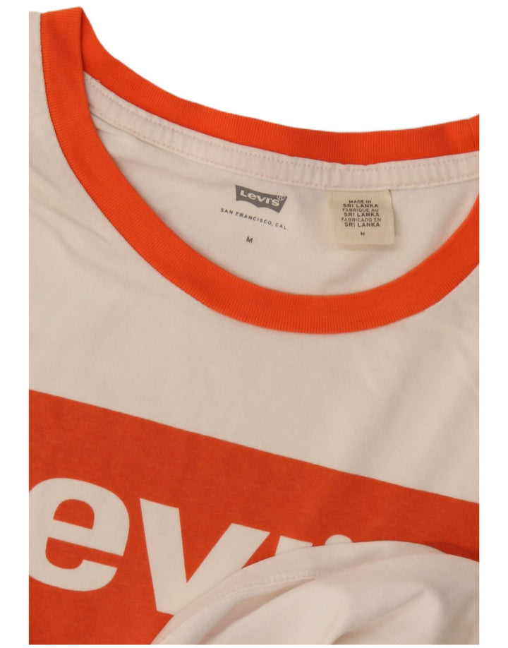 Levi's Womens Crop Graphic T-Shirt Top UK 14 Medium White