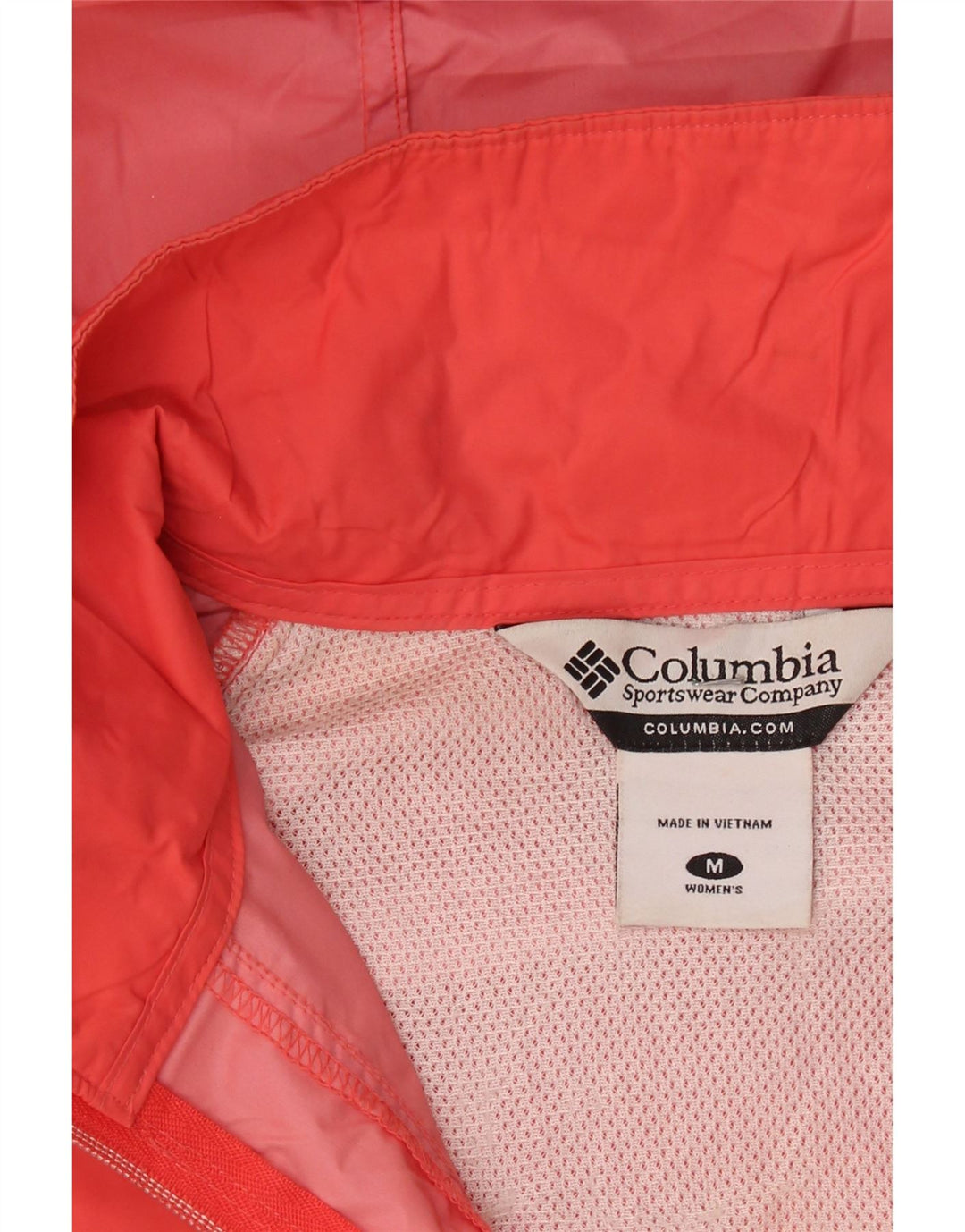 COLUMBIA Womens Hooded Rain Jacket UK 14 Medium Pink Nylon Vintage Columbia and Second-Hand Columbia from Messina Hembry 
