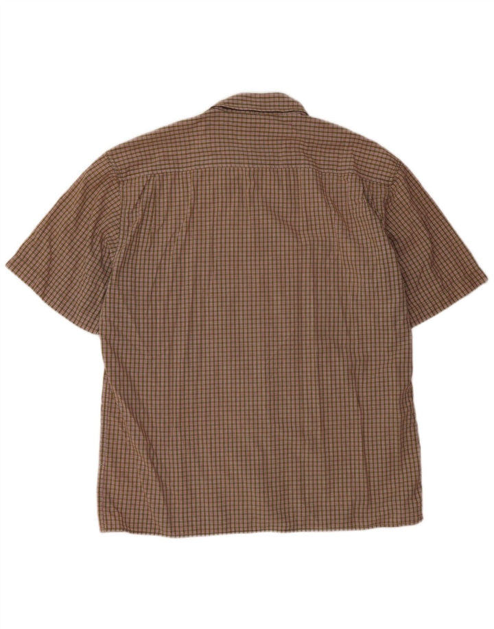 WRANGLER Mens Short Sleeve Shirt 2XL Khaki Gingham