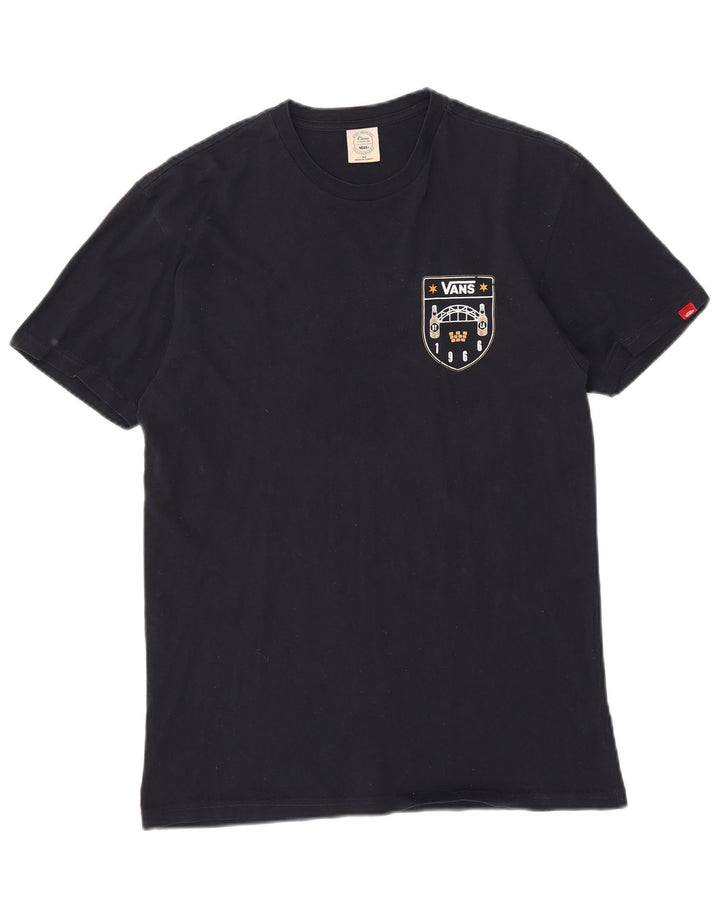 Vans Mens Graphic T-Shirt Top Medium Navy Blue Cotton