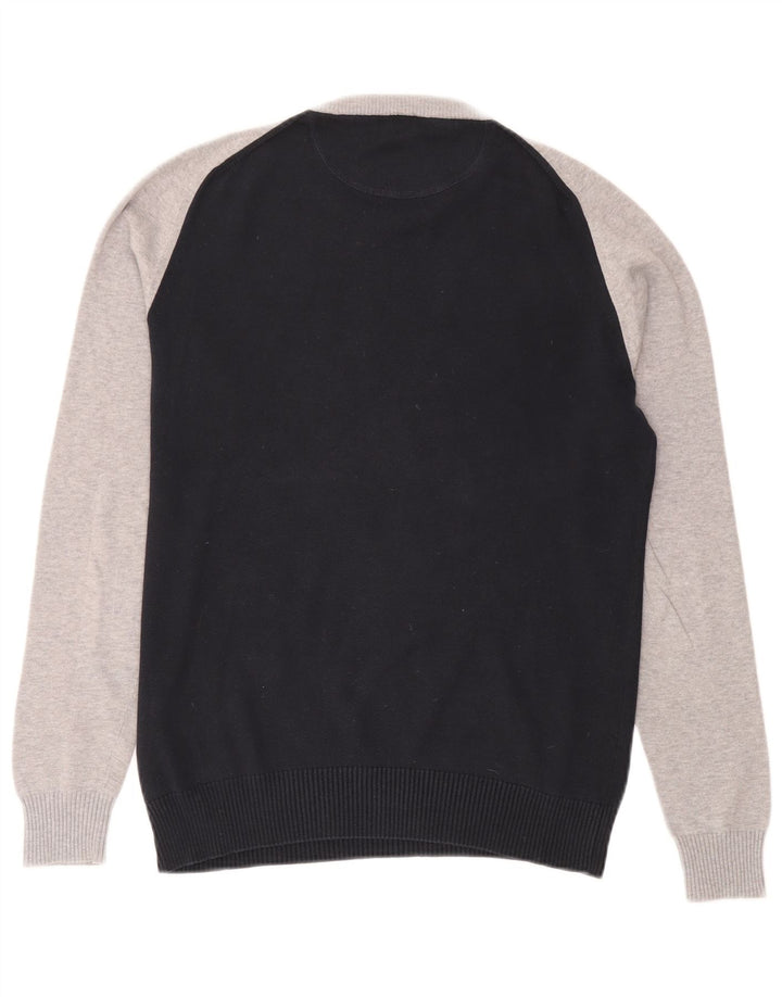 Bikkembergs Mens Crew Neck Jumper Sweater Medium Navy Blue Colourblock
