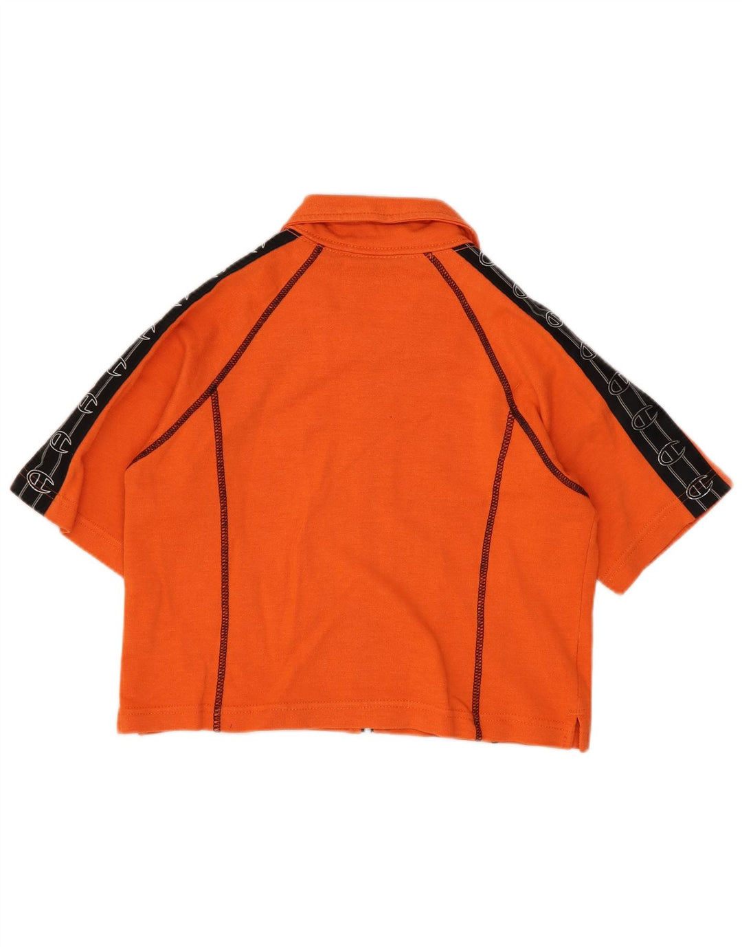 Champion Womens Graphic Crop Top UK 12 Medium Orange Colourblock