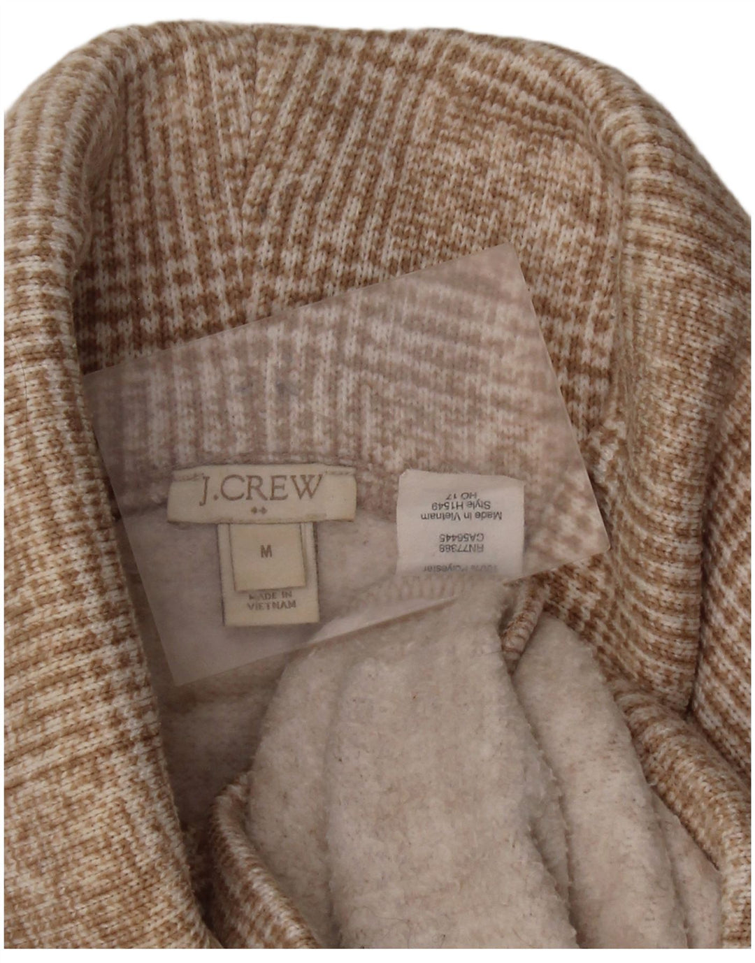 J. CREW Womens Roll Neck Jumper Sweater UK 14 Medium Beige Check Polyester