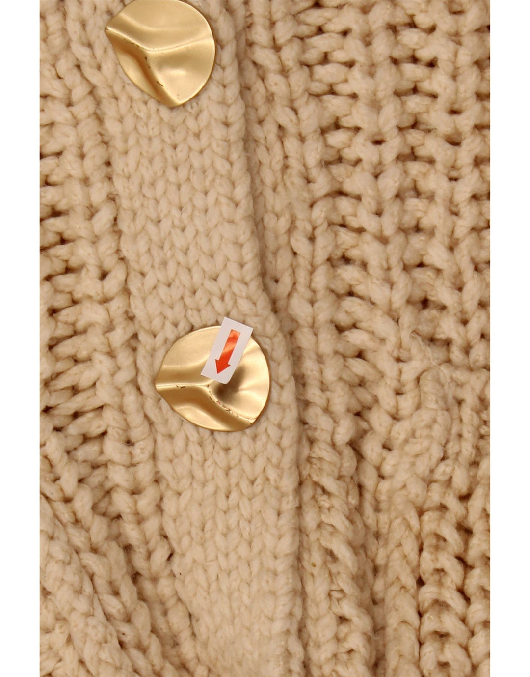 ZARA Womens Crop Oversized Cardigan Sweater UK 10 Small Beige Acrylic