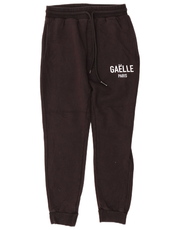 Gaelle Mens Graphic Tracksuit Trousers Joggers Small  Black Cotton