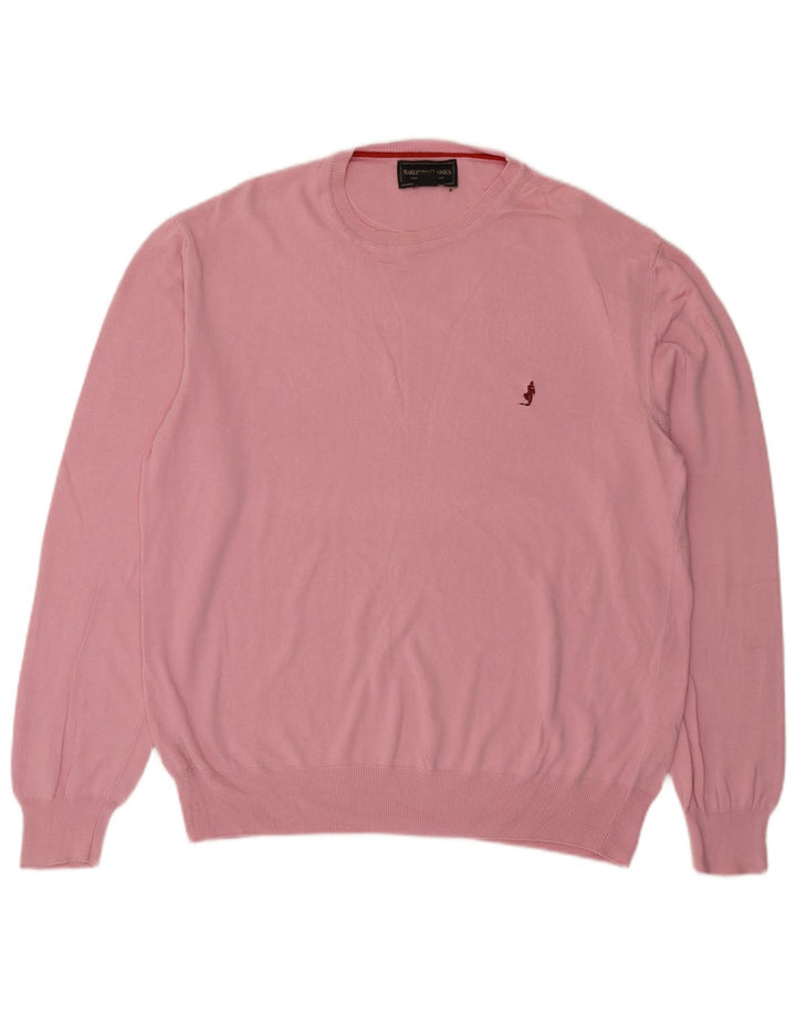 Marlboro Classics Mens Crew Neck Jumper Sweater 2XL Pink Cotton
