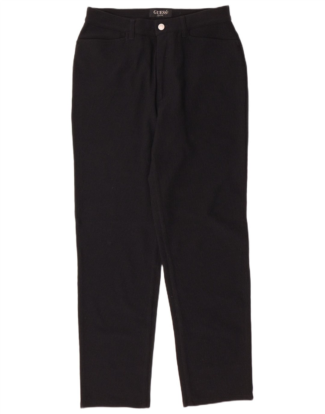 GUESS Mens Straight Corduroy Trousers W33 L30  Black Polyamide