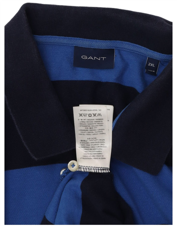 Gant Mens Polo Shirt 2XL Blue Striped Cotton