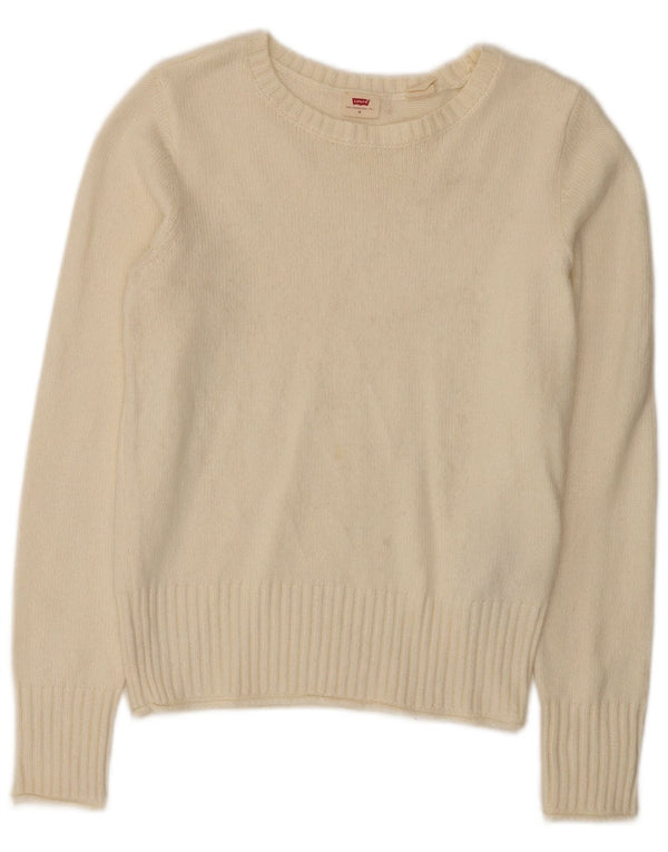 Levi's Womens Boat Neck Jumper Sweater UK 12 Medium Off White Polyamide