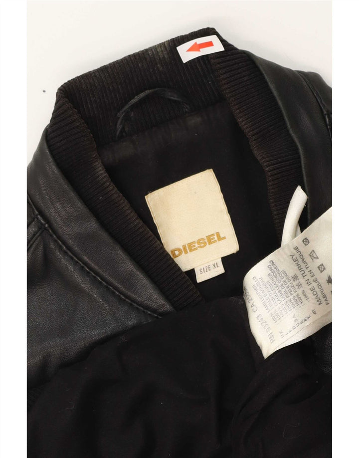 Diesel Mens Leather Jacket UK 42 XL Black