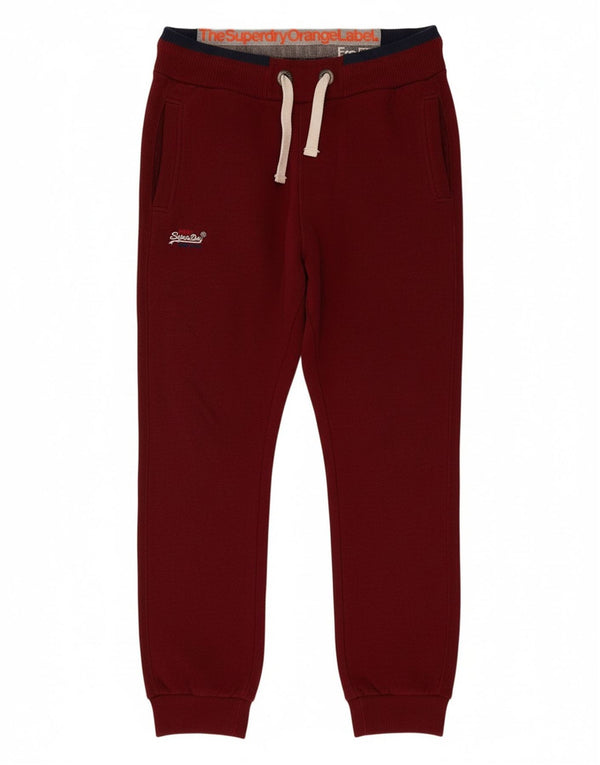 Superdry Mens Slim Fit Tracksuit Trousers Joggers Medium Burgundy Cotton