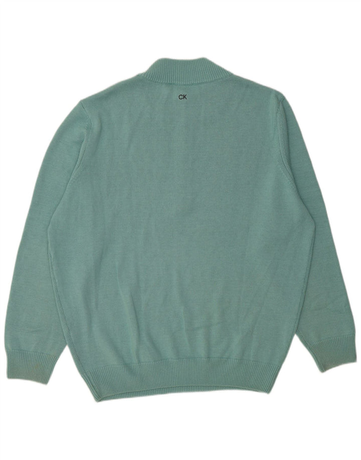 Calvin Klein Mens Zip Neck Jumper Sweater 2XL Blue Cotton
