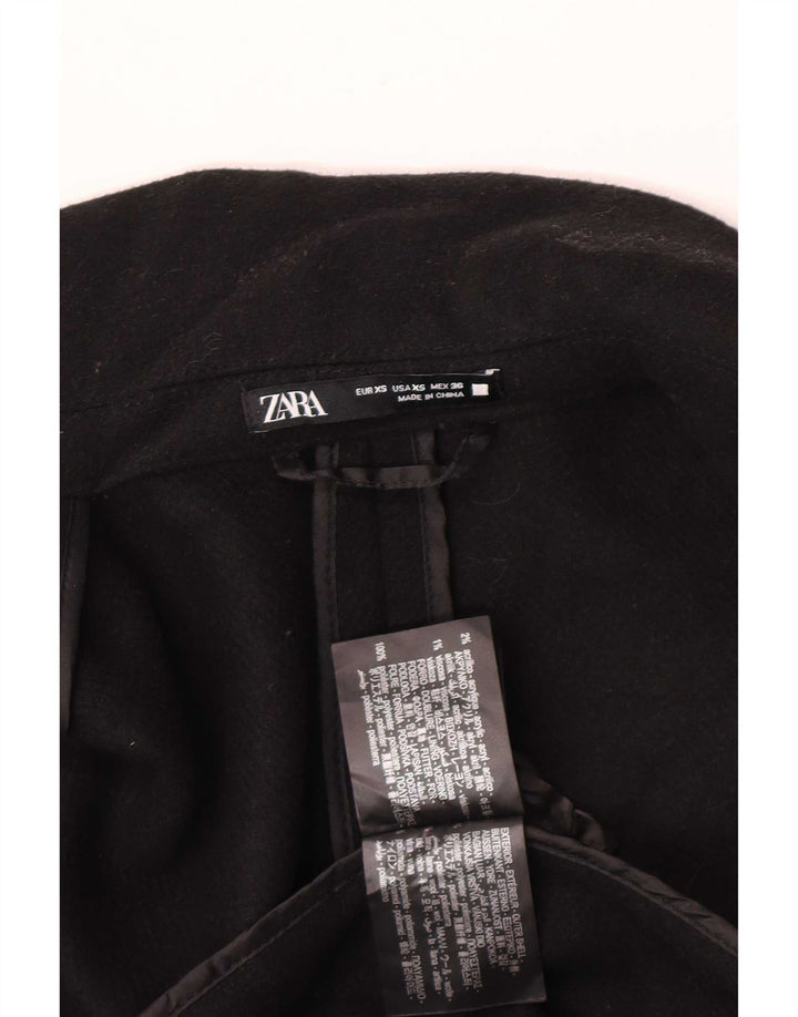 Zara Mens Overcoat UK 34 XS Black Polyester