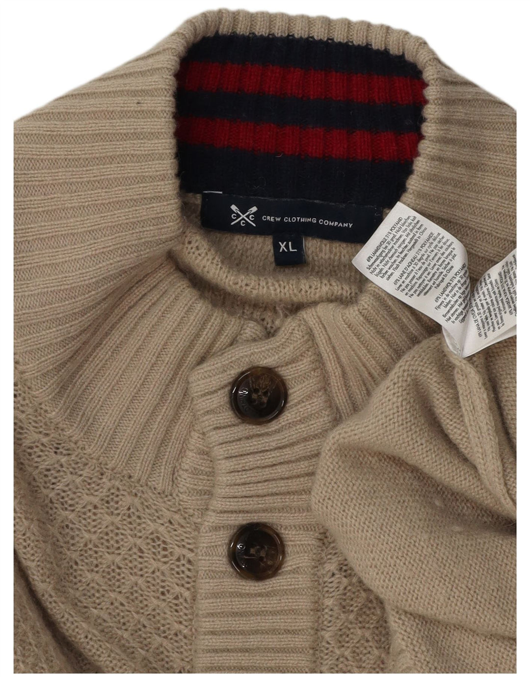 Crew Clothing Mens Button Neck Jumper Sweater XL Grey Lambswool