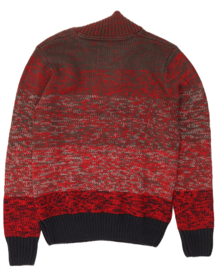 VINTAGE Womens Button Neck Jumper Sweater UK 18 XL Red Colourblock