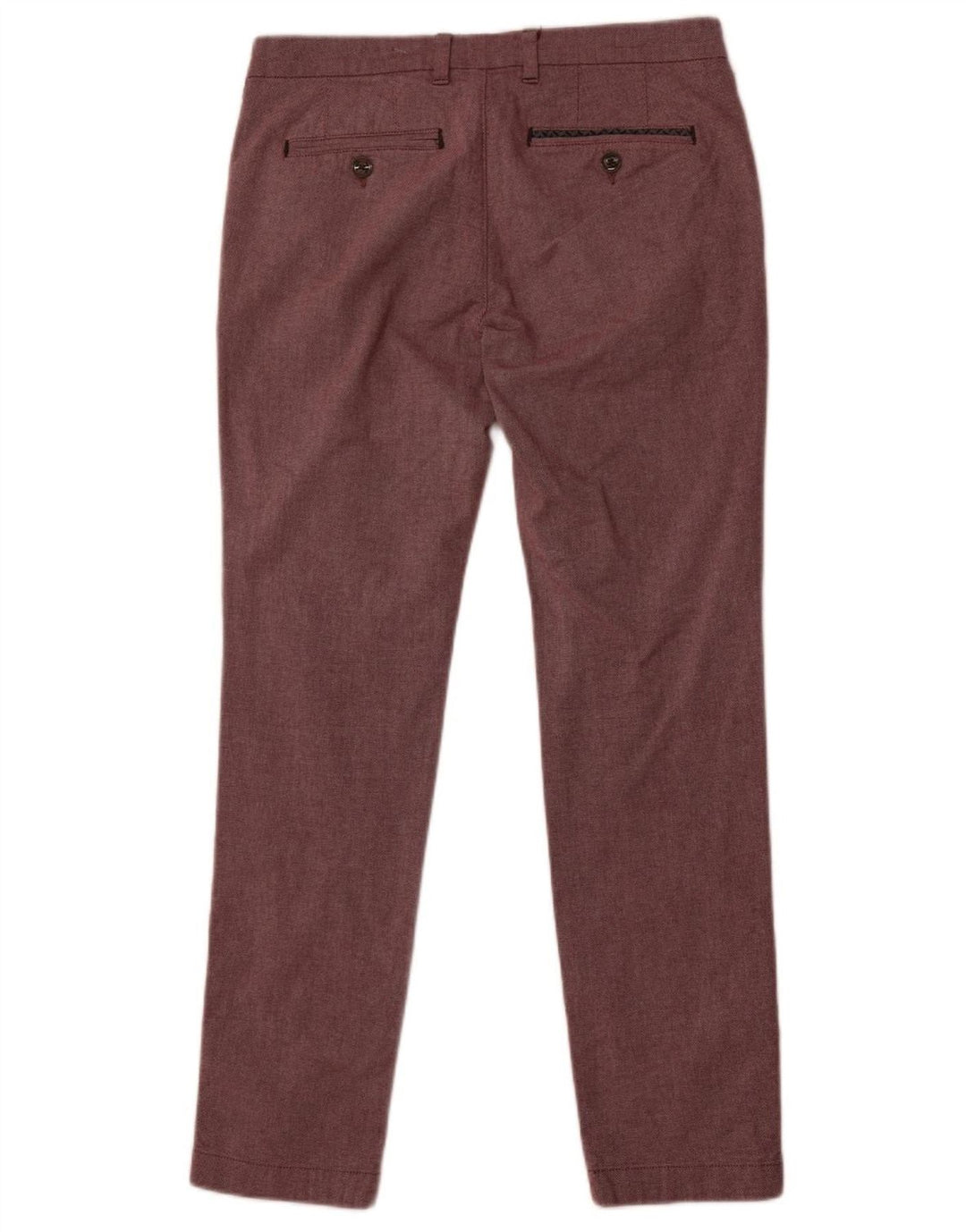 Ted Baker Mens Straight Suit Trousers W32 L31 Maroon Cotton