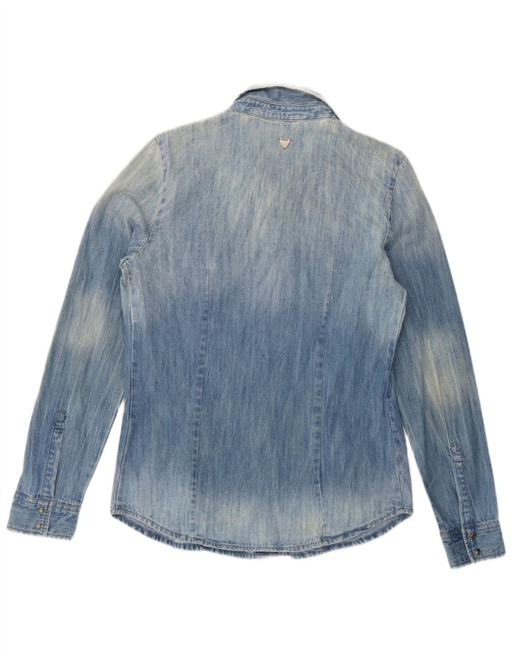Guess Womens Oversized Denim Shirt UK 6 XS  Blue Cotton
