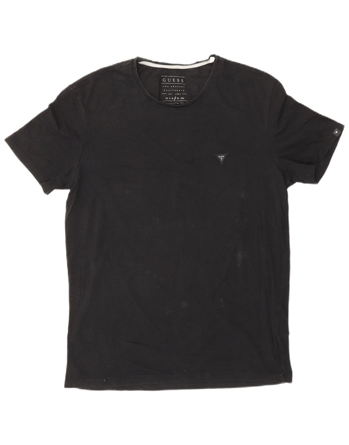 Guess Mens T-Shirt Top Large Black Cotton