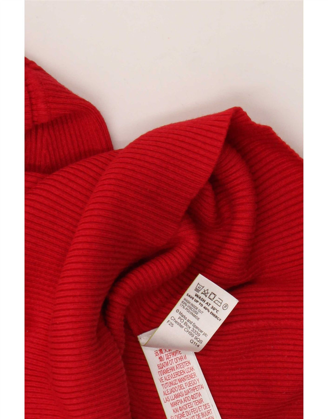 Marks & Spencer Womens Roll Neck Jumper Sweater UK 14 Medium Red Viscose