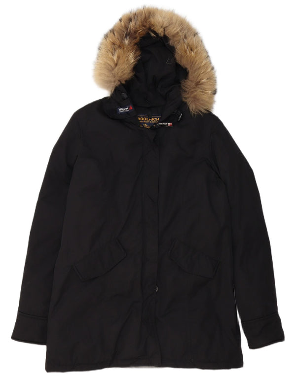 WOOLRICH Womens Hooded Padded Coat UK 16 Large Black Polyester