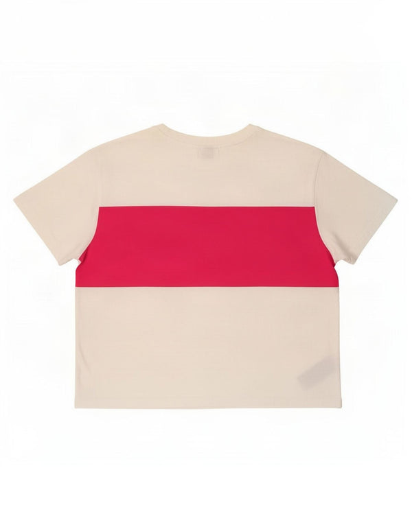 Fila Womens Crop Graphic T-Shirt Top UK 14 Large White Colourblock Cotton