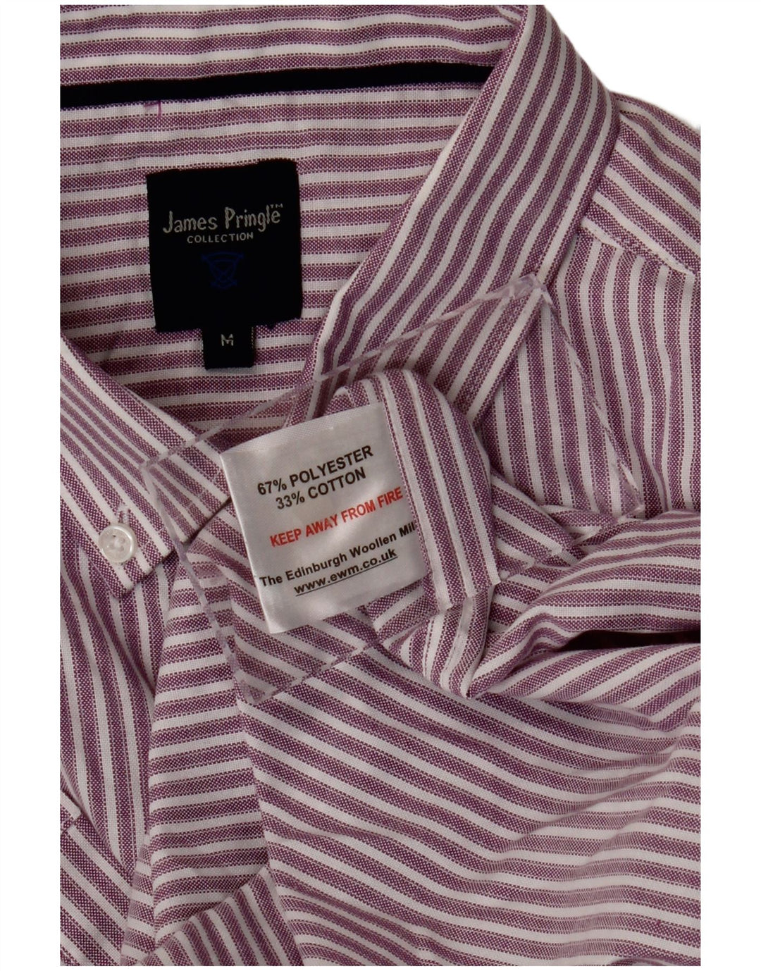 JAMES PRINGLE Mens Short Sleeve Shirt Medium Purple Pinstripe Polyester