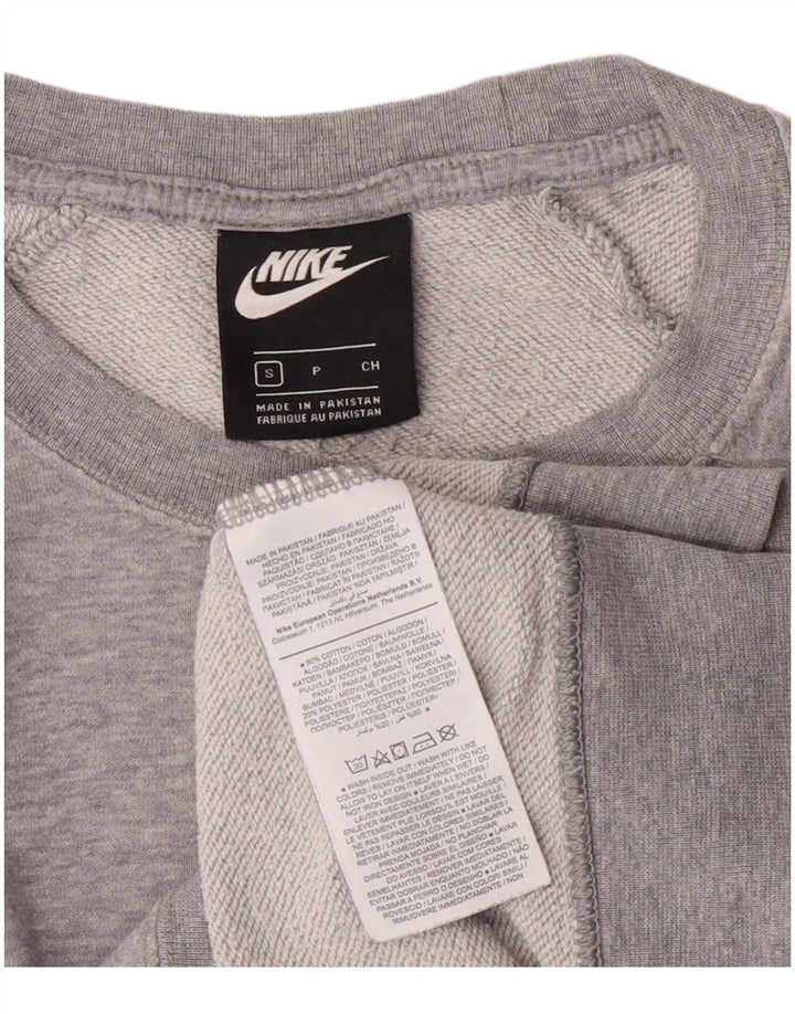Nike Womens Oversized Sweatshirt Jumper UK 10 Small Grey Flecked Cotton