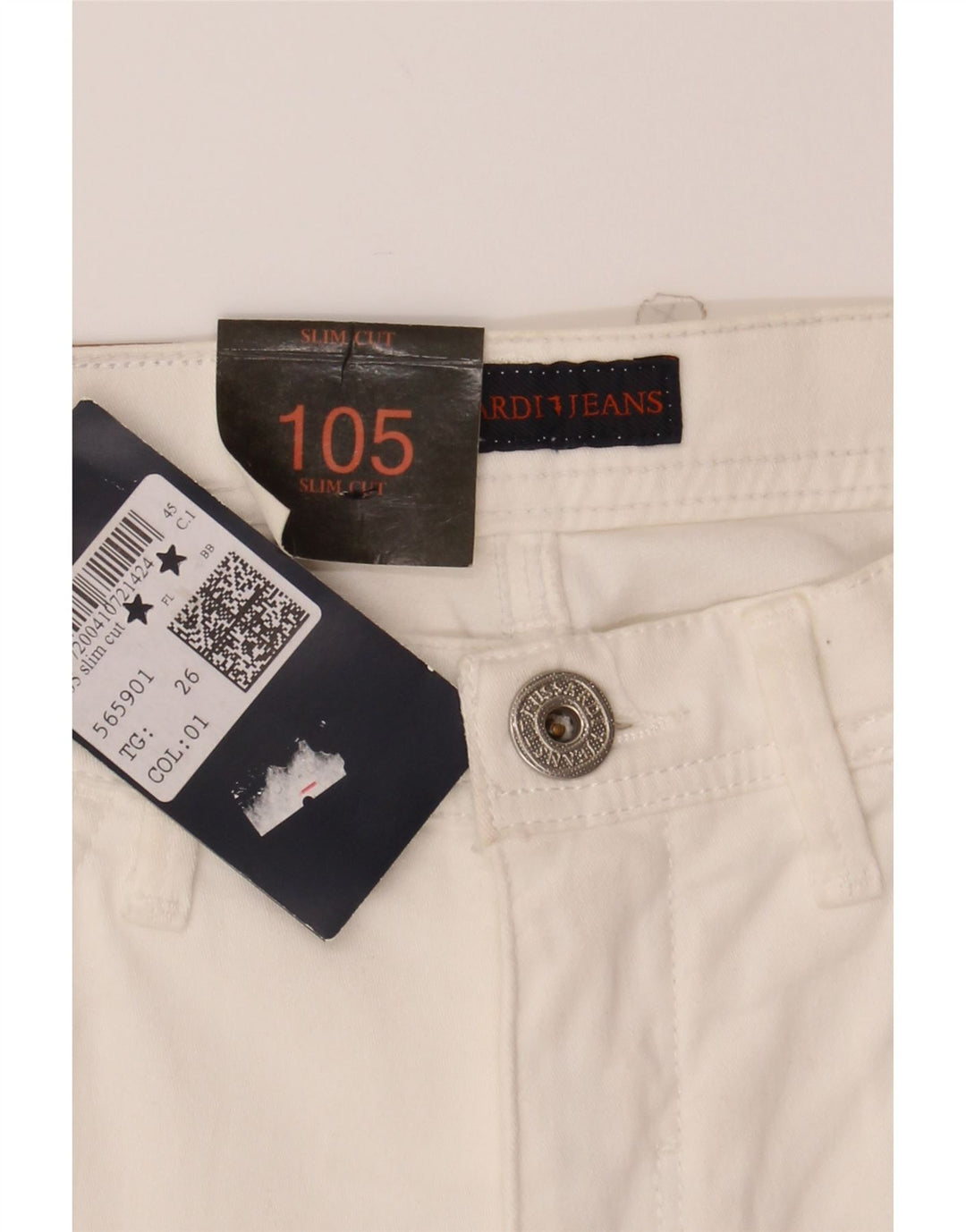 TRUSSARDI Womens Slim Jeans W26 L32 White Cotton Vintage Trussardi and Second-Hand Trussardi from Messina Hembry 