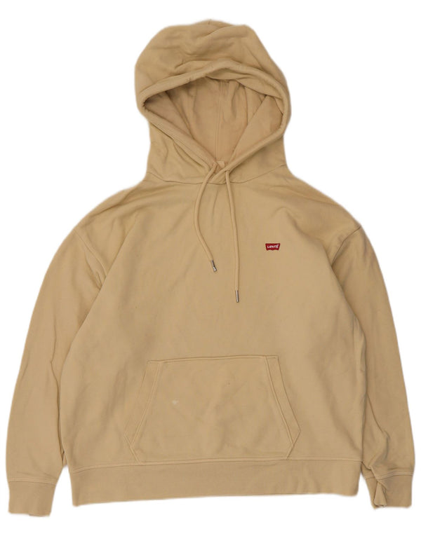 Levi's Womens Hoodie Jumper UK 16 Large Beige Cotton