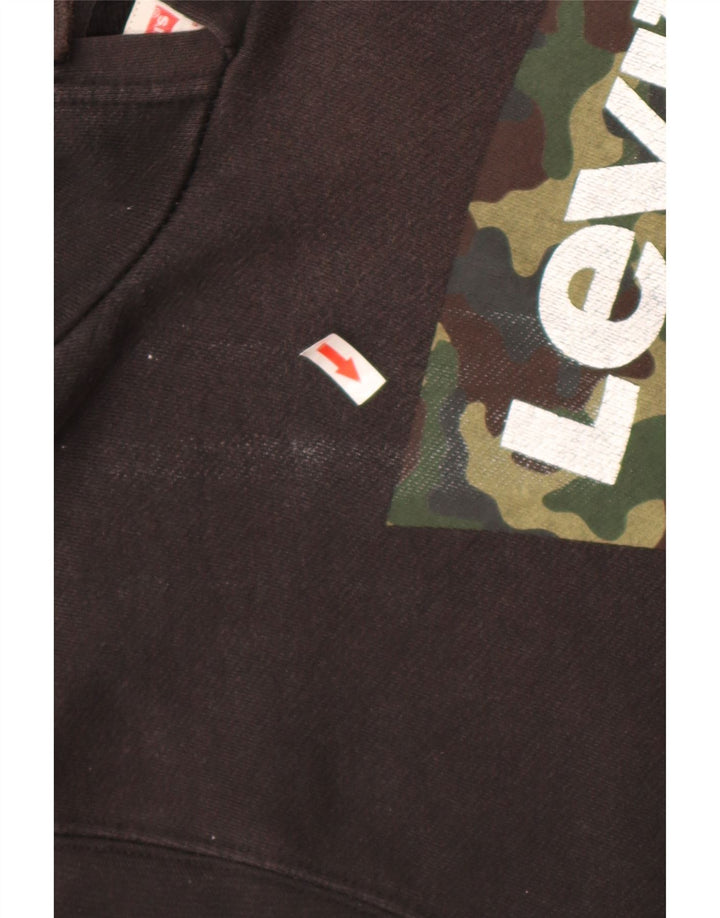Levi's Mens Graphic Hoodie Jumper Medium Black Cotton