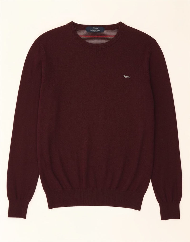Harmont & Blaine Mens Boat Neck Jumper Sweater Small Maroon Wool