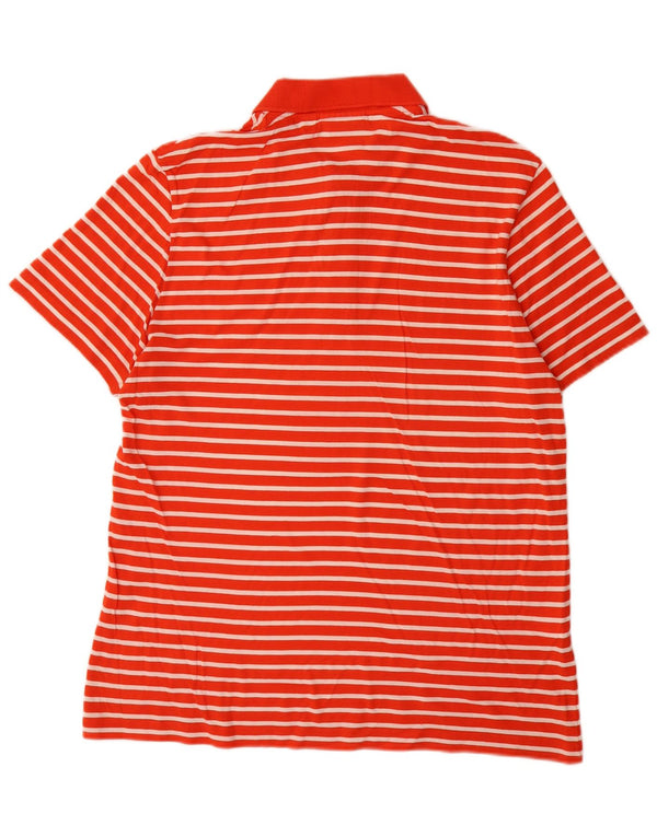 Lacoste Mens Regular Fit Polo Shirt Size 5 Large Orange Striped Cotton