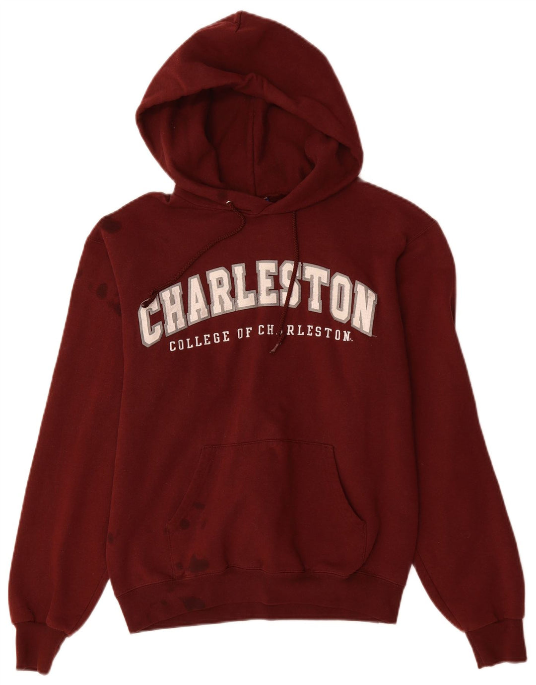 CHAMPION Mens Charleston Graphic Hoodie Jumper Small Burgundy Cotton